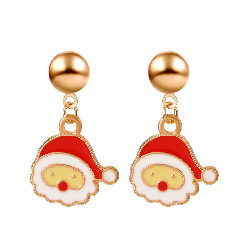 Orecchini a perno con albero di Natale, in lega di zinco placcata, a forma di fiocco di neve, zucca, arcobaleno, da donna, per le feste
