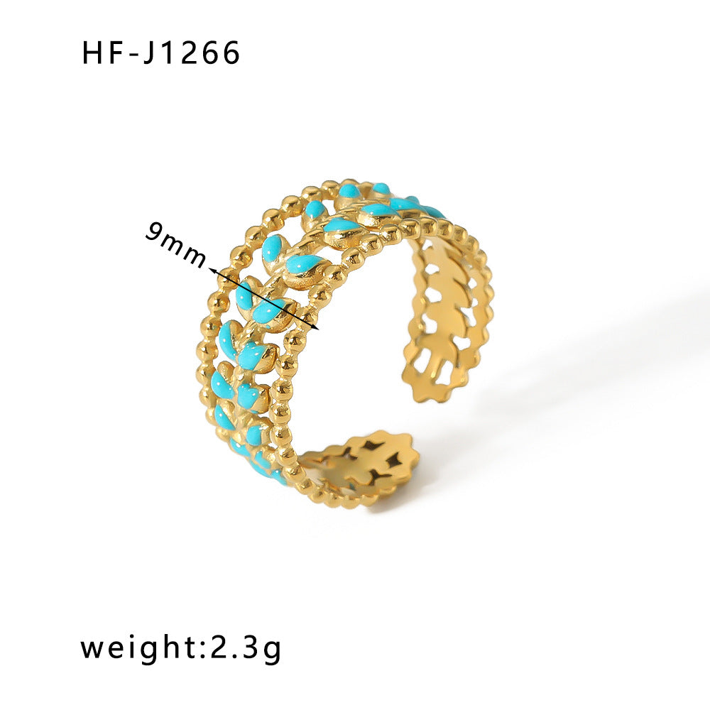 Minimalist Geometric Stainless Steel Ring with 18K Vacuum Plated Finish for Women