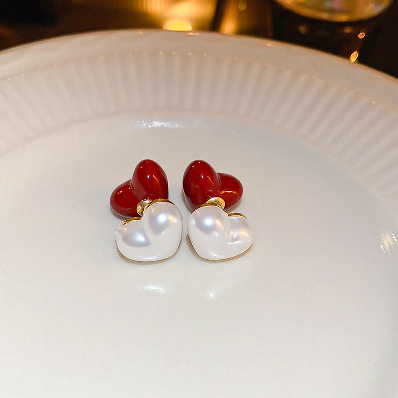 Elegant Geometric Earrings for Women with Enamel Finish in Copper and Stainless Steel Studs