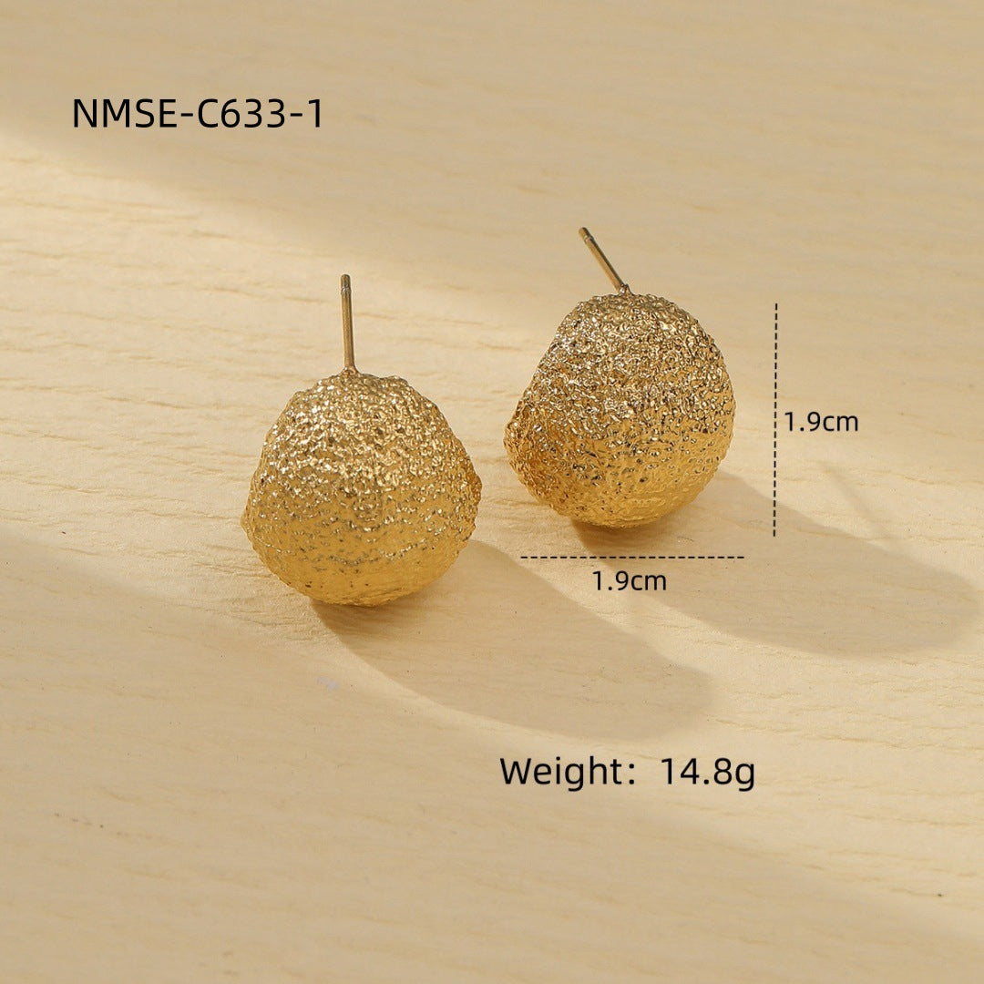 Pendientes de acero inoxidable geométricos con textura mate arrugada para mujer con acabado chapado