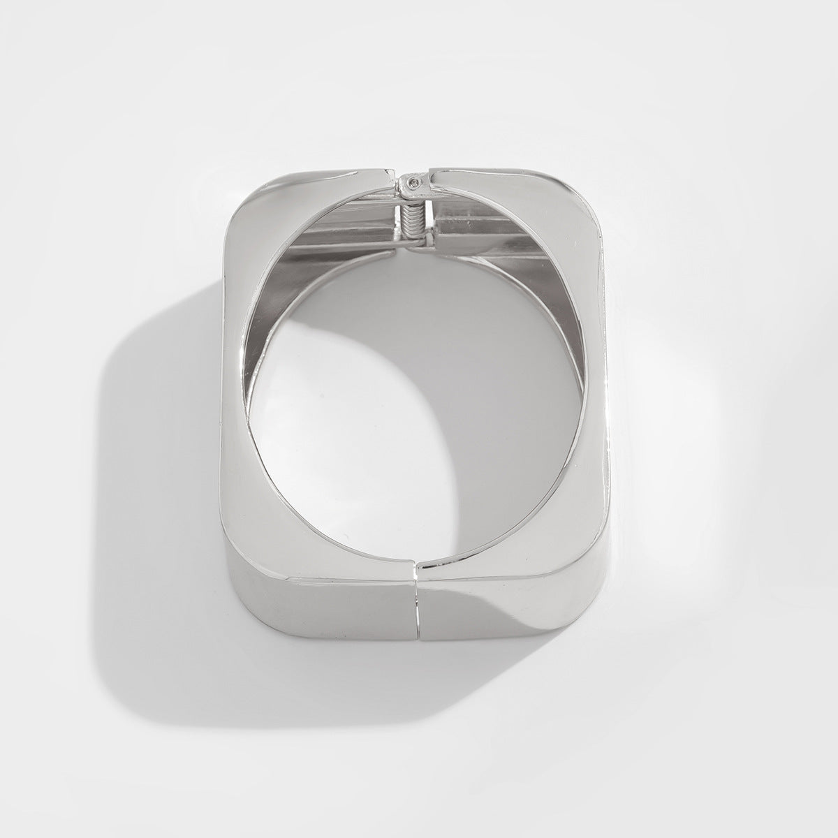 Fashionable Geometric Square Plated Zinc Alloy Wide Cuff Bracelet for Women