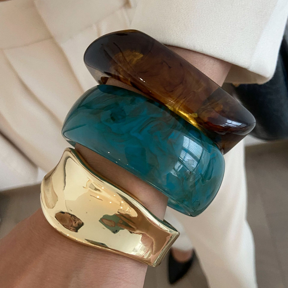 Vintage Marble Texture Geometric Alloy Plated Bangle Bracelet
