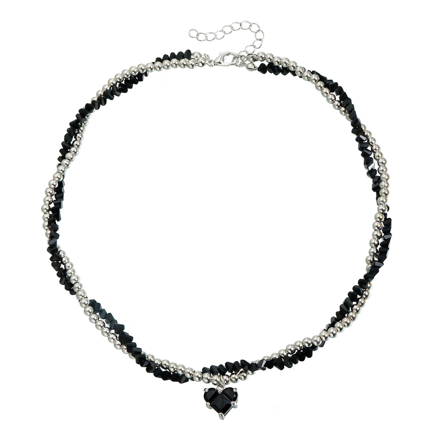 Elegant Geometric Heart Triangle Crystal Cubic Zirconia Alloy Necklace for Women