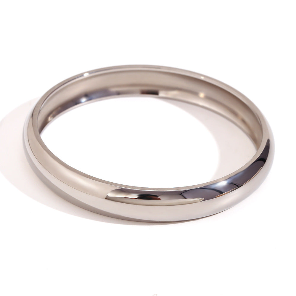 Minimalist Luxury 18K Gold Plated Stainless Steel Geometric Round Bangle Bracelet