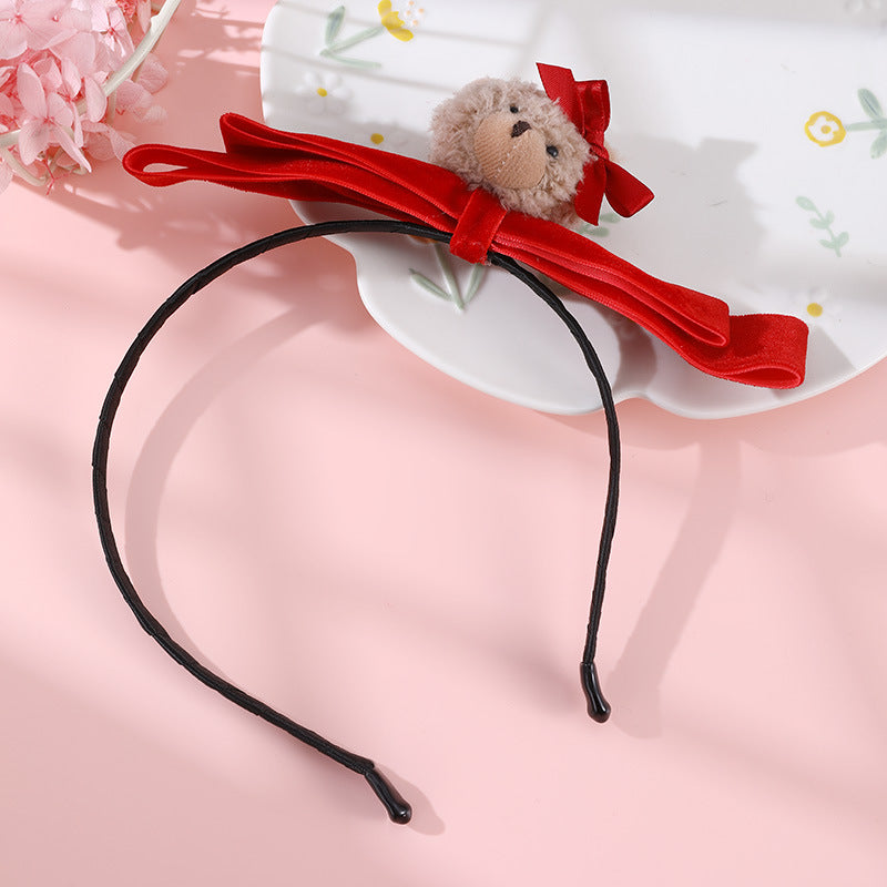 Grazioso Cerchietto con Fiocco Cartone Animato per Bambine Collezione Primavera Cerchietto in Tessuto con Bordo in Pizzo e Rivestimento in Resina