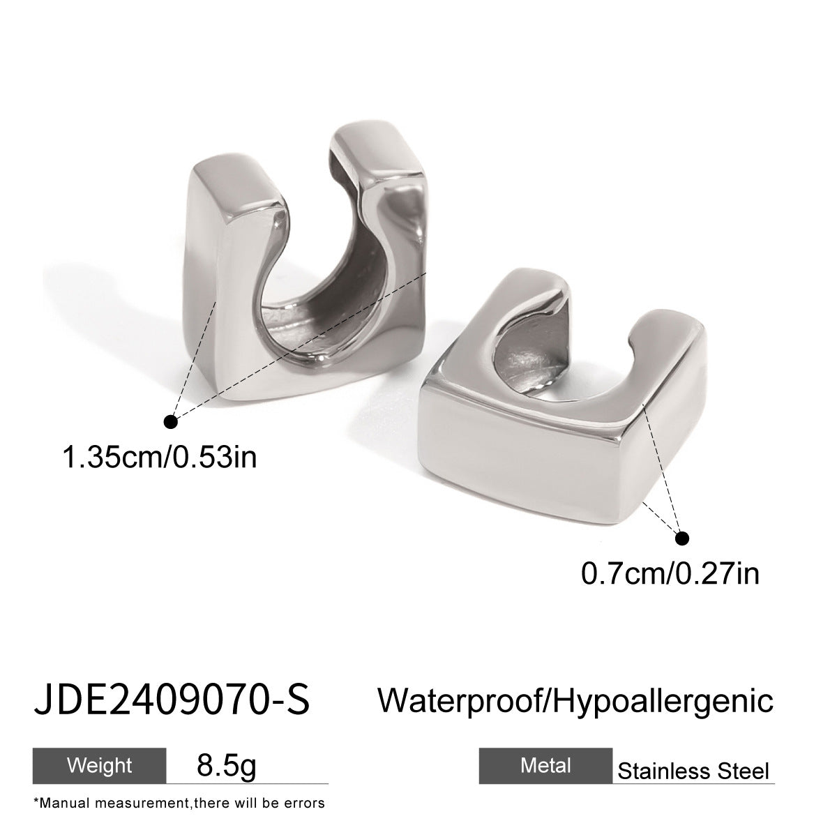 Orecchini Geometrici a Clip in Acciaio Inox con Finitura Galvanica per Donna, alla Moda e Minimalisti