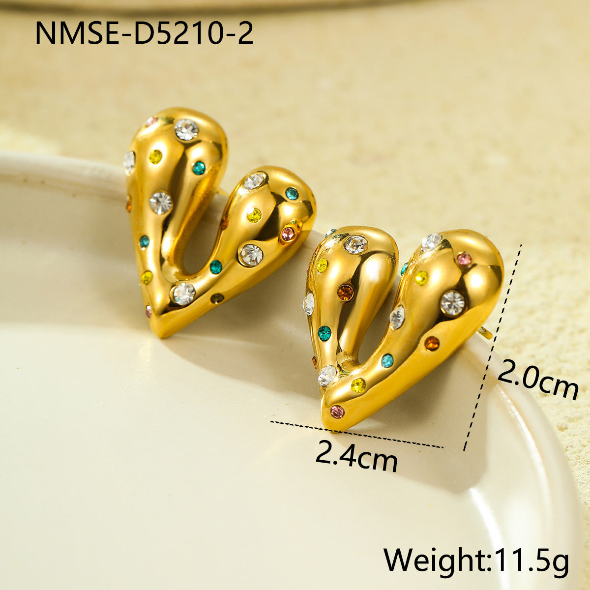 Orecchini in Acciaio Inossidabile e Acciaio al Titanio a Forma di Cuore, Placcati Oro 18K con Design a Cuore dalla Texture Effetto Liquido