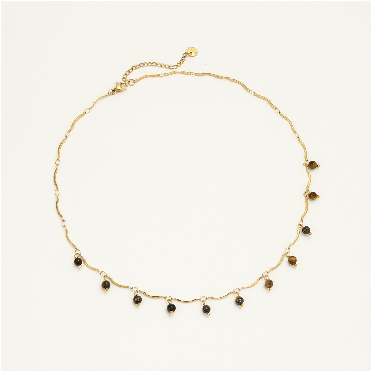 Minimalist Tiger Eye Pendant Necklace for Women with Stainless Steel Chain and Plated Finish