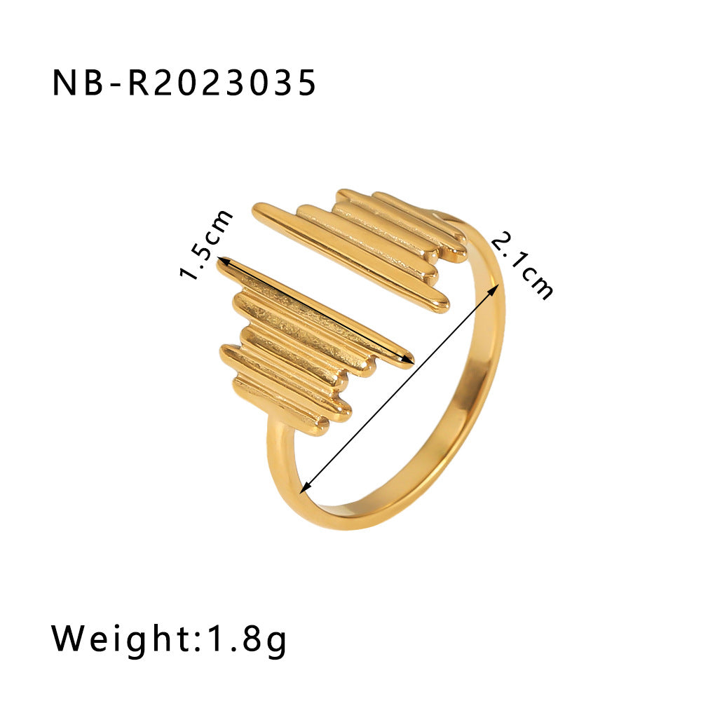 Minimalist Heart-Shaped Geometric Stainless Steel Open Ring for Women with 18K Vacuum Plating Finish