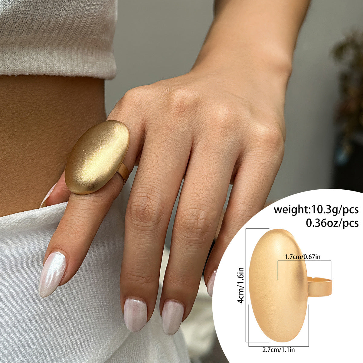Minimalist Irregular Floral Geometric Alloy Ring with Textured Ruffled Design for Women