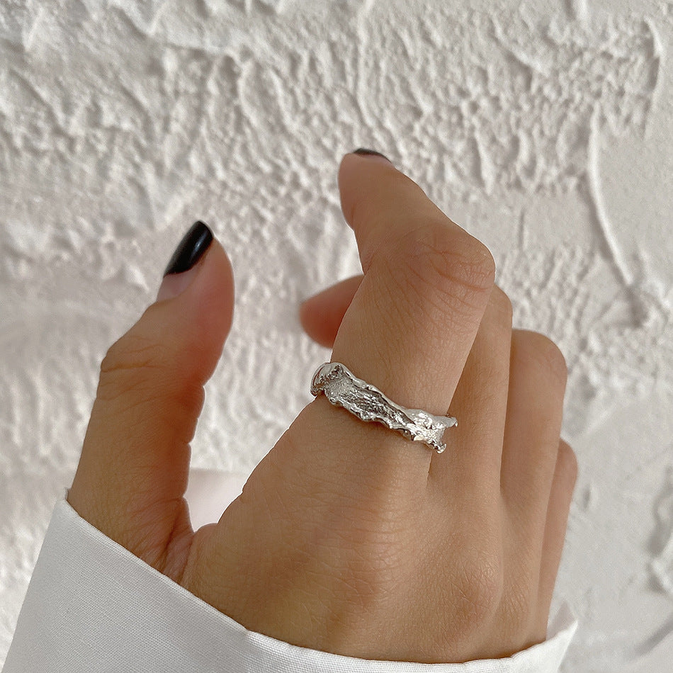 Sweet 925 Sterling Silver Chain Texture Ring for Women