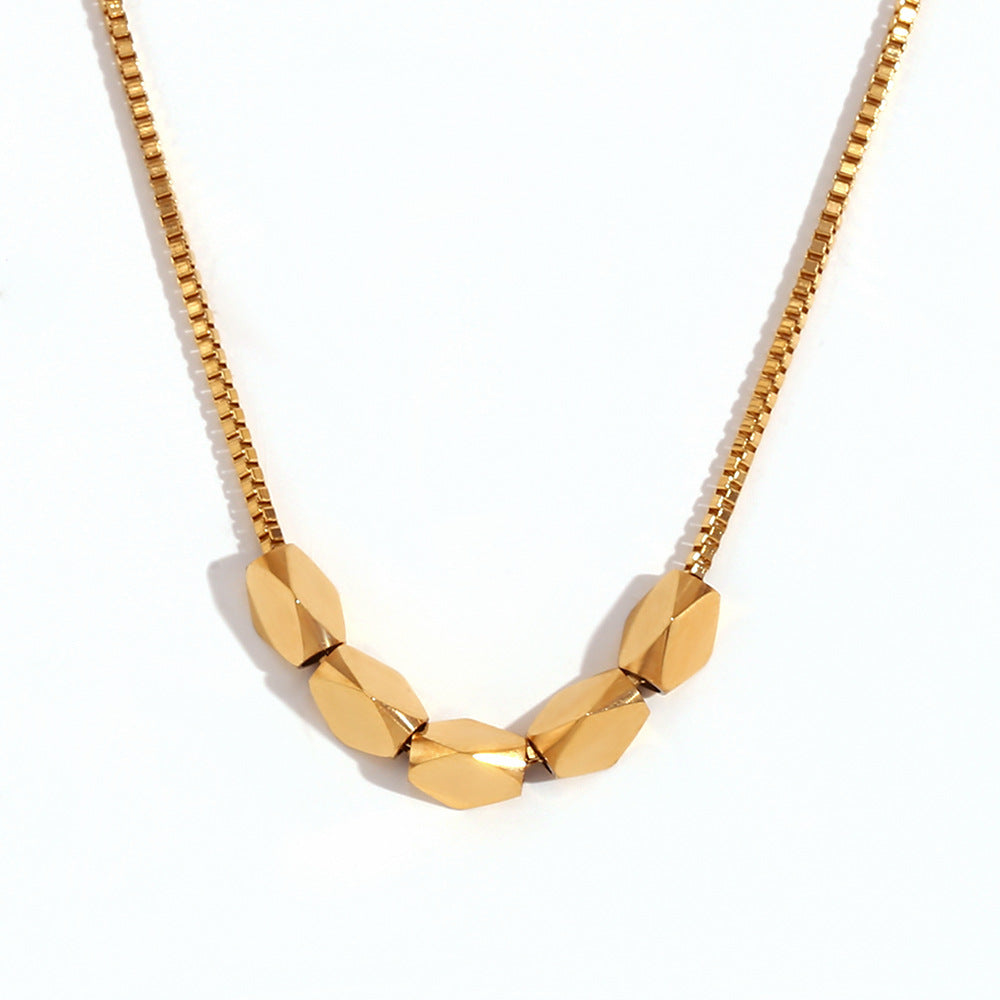 Minimalist Geometric Smile Pendant Necklace for Women in Stainless Steel with 18K Gold Plating