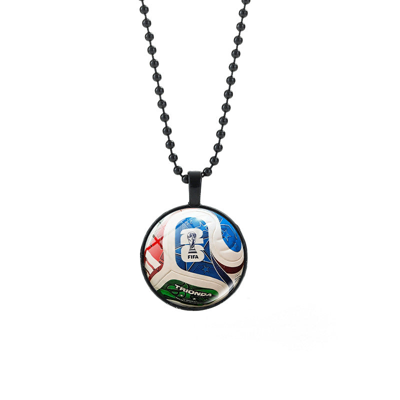 Collana Unisex Casual con Pendente Rotondo Geometrico di Cristallo e Catena a Sfera Placcata in Lega