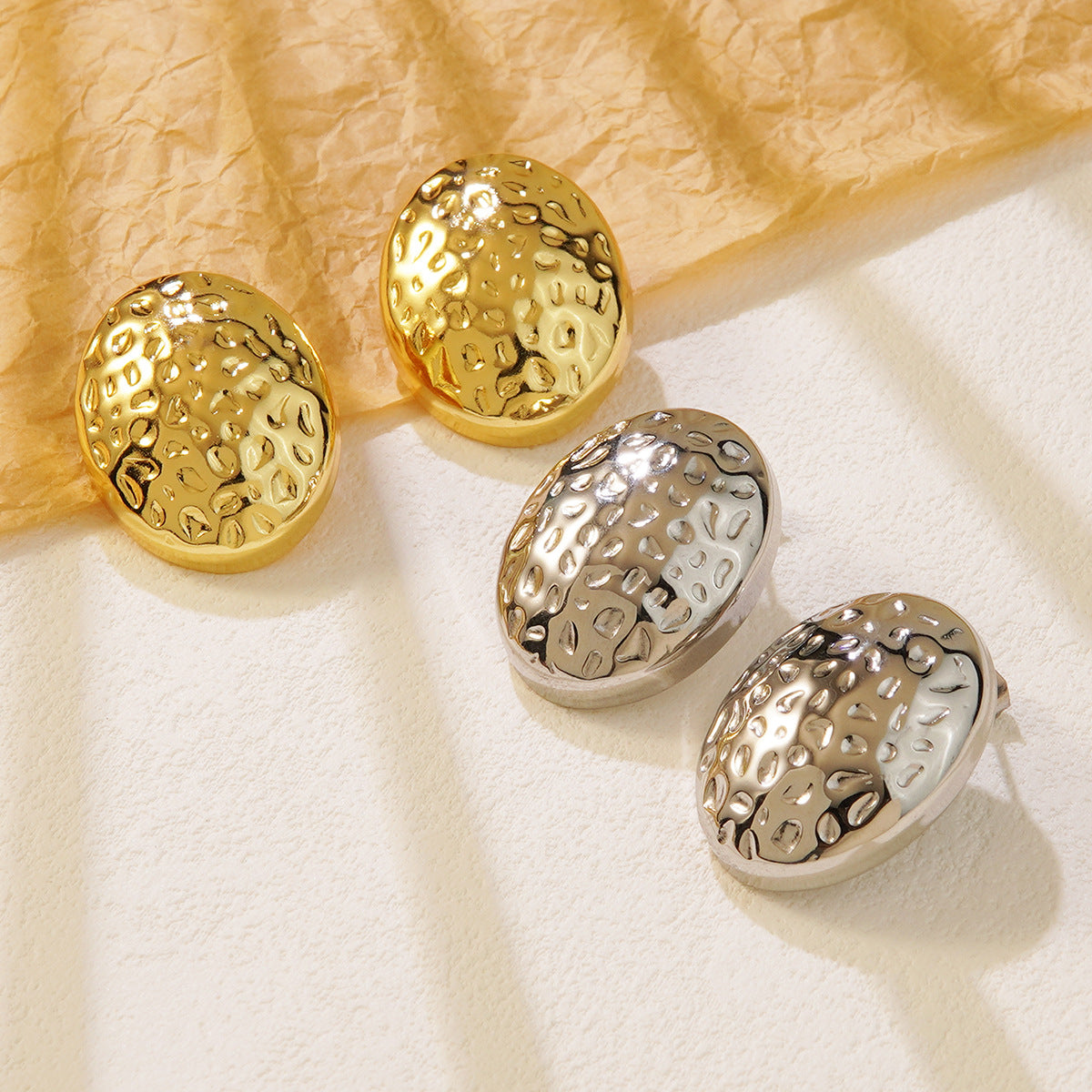 Luxury Geometric Oval Stainless Steel Stud Earrings for Women