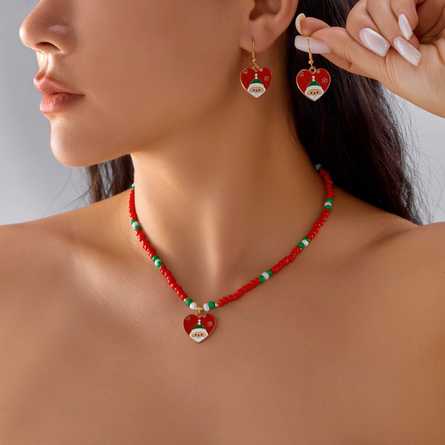 Conjunto de Collar con Colgante de Copo de Nieve y Muñeco de Nieve con Temática Navideña, con Dije de Corazón, Joyería de Aleación de Zinc para Mujeres y Hombres, Accesorio Festivo Hecho a Mano