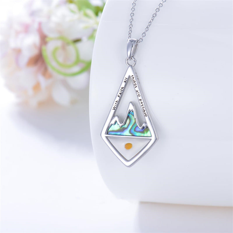 Minimalist Geometric Hill Mustard Seed Faith Necklace in Stainless Steel with Polished Finish