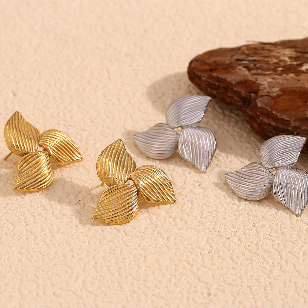 Orecchini geometrici in acciaio inossidabile placcati oro 18K da donna