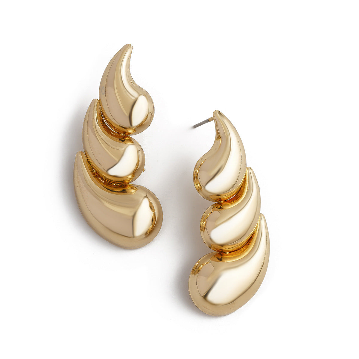 Geometric Metal Earrings for Women with Polished Finish and Teardrop Accent