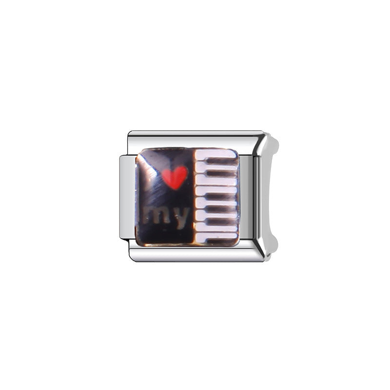 Sweet Cartoon Character Stainless Steel Plated DIY Charm Bar Watch Strap