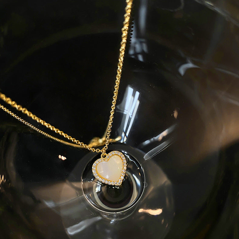 Collana Originale da Donna con Catena a Serpente in Acciaio al Titanio Geometrico e Intarsi in Strass