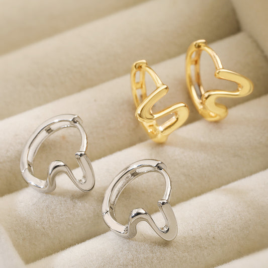 Pendientes minimalistas de cobre con forma geométrica irregular y baño de oro de 18K para mujer