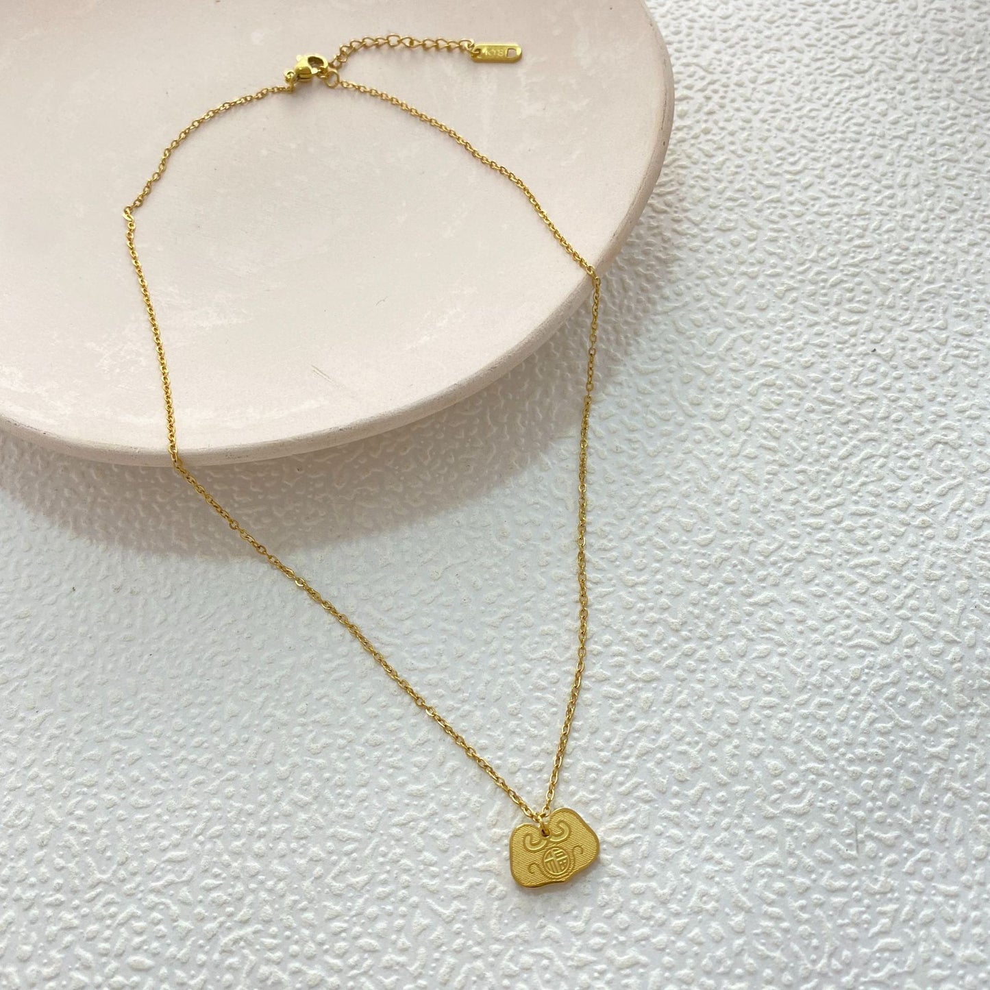 Minimalist Gold Plated Titanium Steel Letter Lock Necklace Unisex
