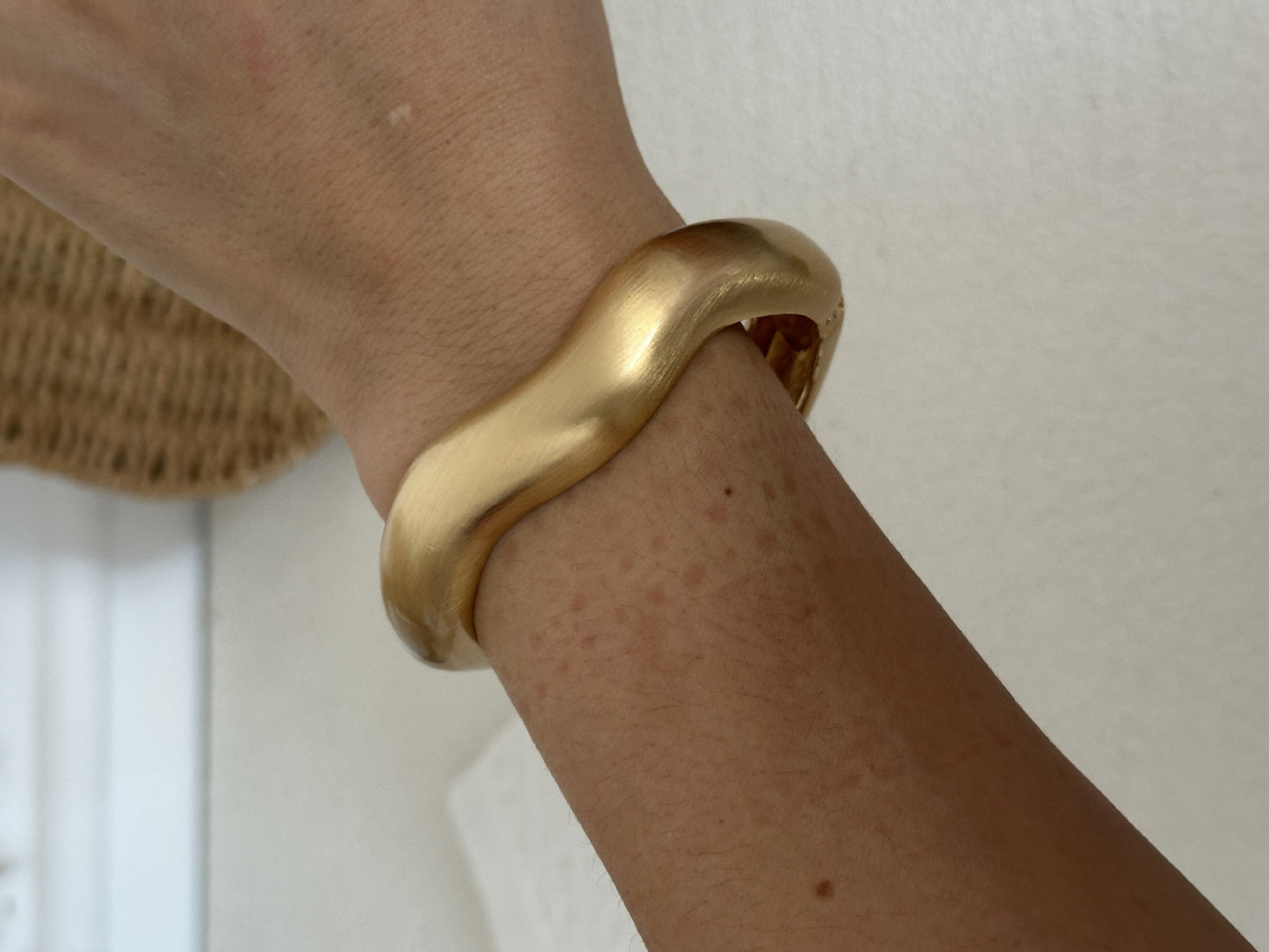 Bracciale Vintage Lusso Goccia Olio Lega Geometrica Onda Irregolare Aperto