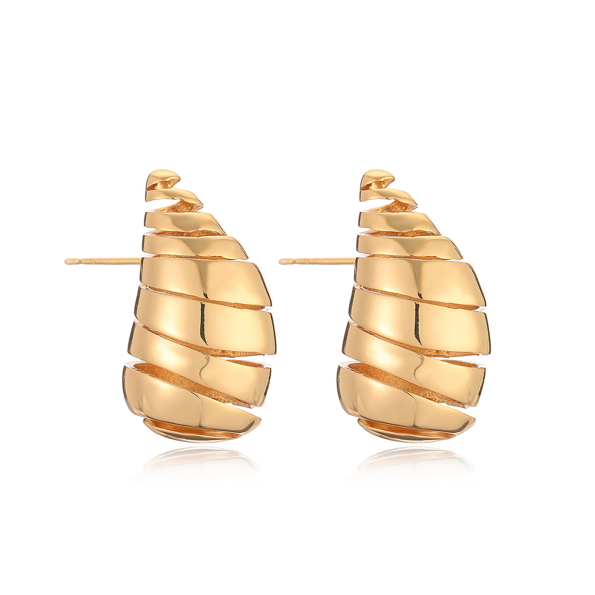 Minimalist Teardrop-Shaped Copper Earrings with Real Gold Plating for Women, Irregular Geometric Design