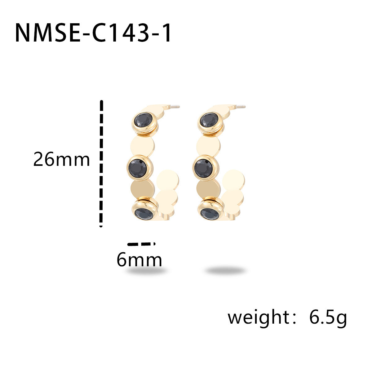 Pendientes de Acero Inoxidable Geométricos de Moda para Mujer con Chapado en Oro de 18K e Incrustaciones de Zirconia