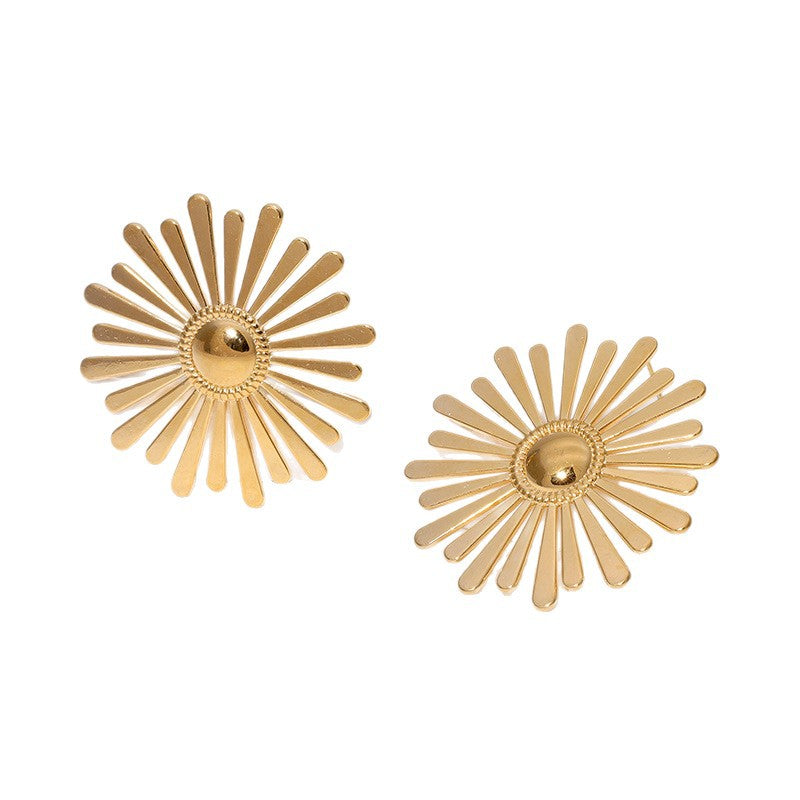 Orecchini a perno da donna in acciaio inossidabile vintage, minimalisti, floreali, a foglia con finitura placcata