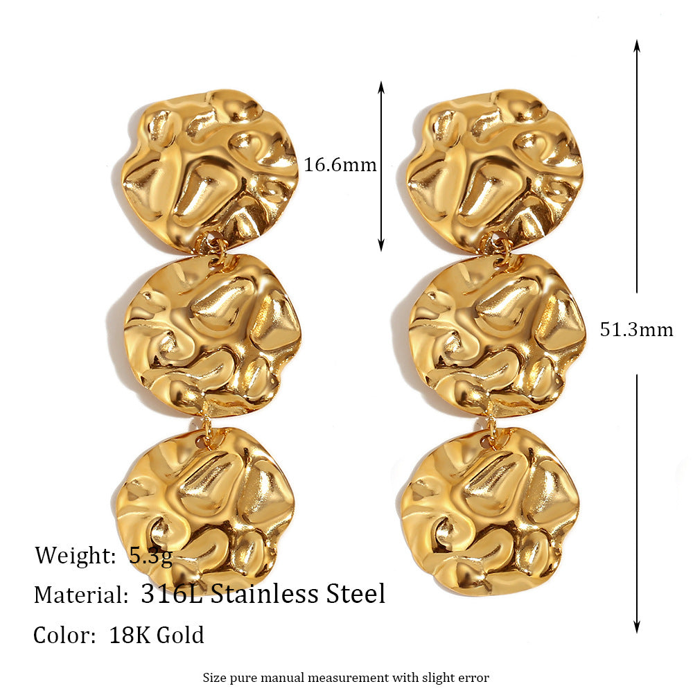 Fashionable Minimalist Geometric Hoop Earrings for Women Stainless Steel with 18K Gold Plating