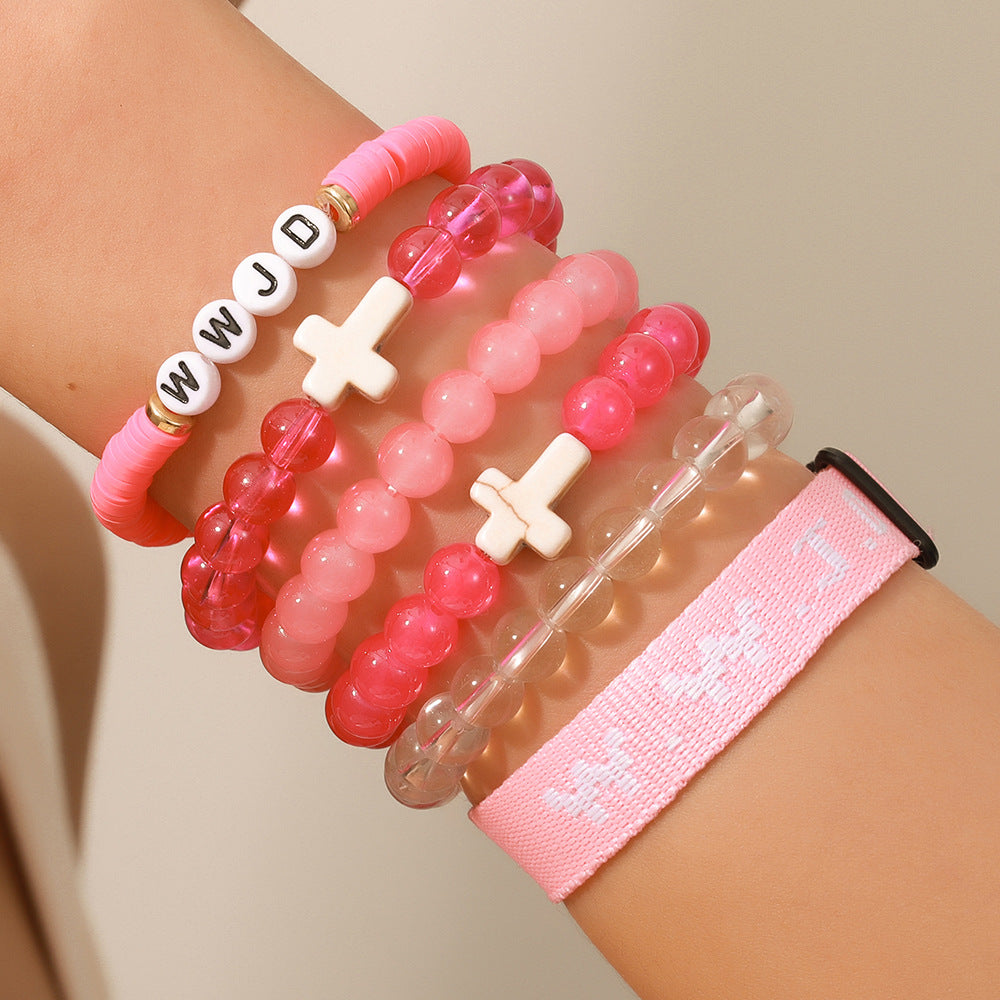 Unisex Geometric Cross Round Resin Bracelet