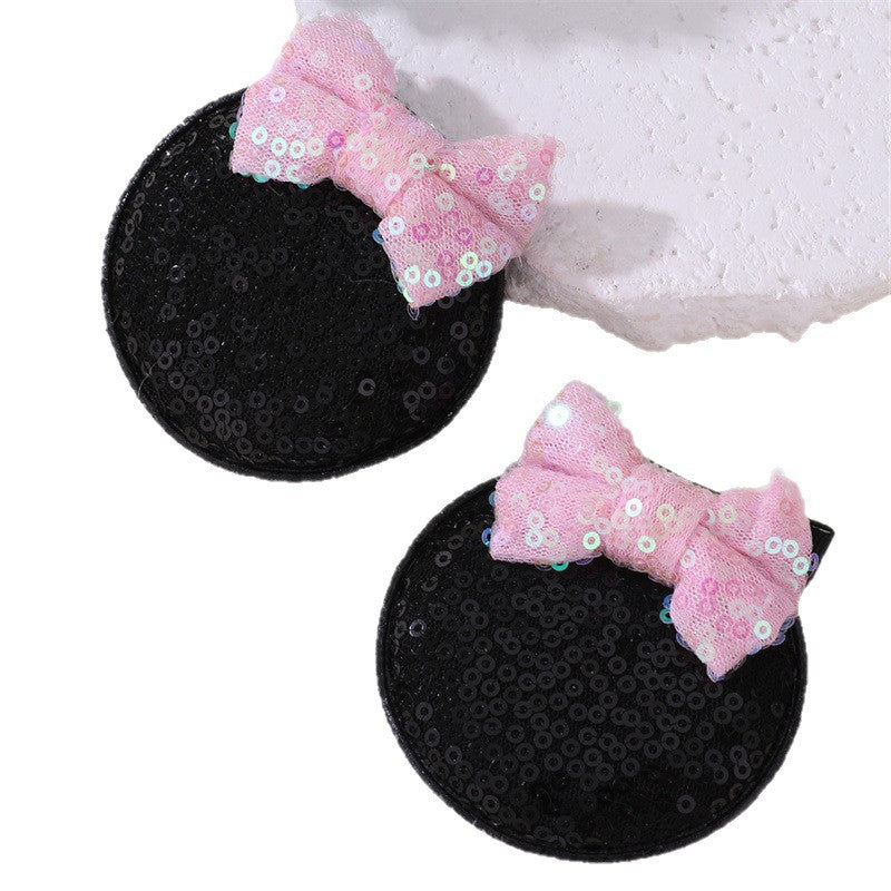 Fermaglio per capelli a fiocco per bambini con design 3D di Topolino, fermaglio a becco d'anatra impreziosito da strass, accessorio per capelli in resina stile naturale per bambini dai 3 ai 10+ anni