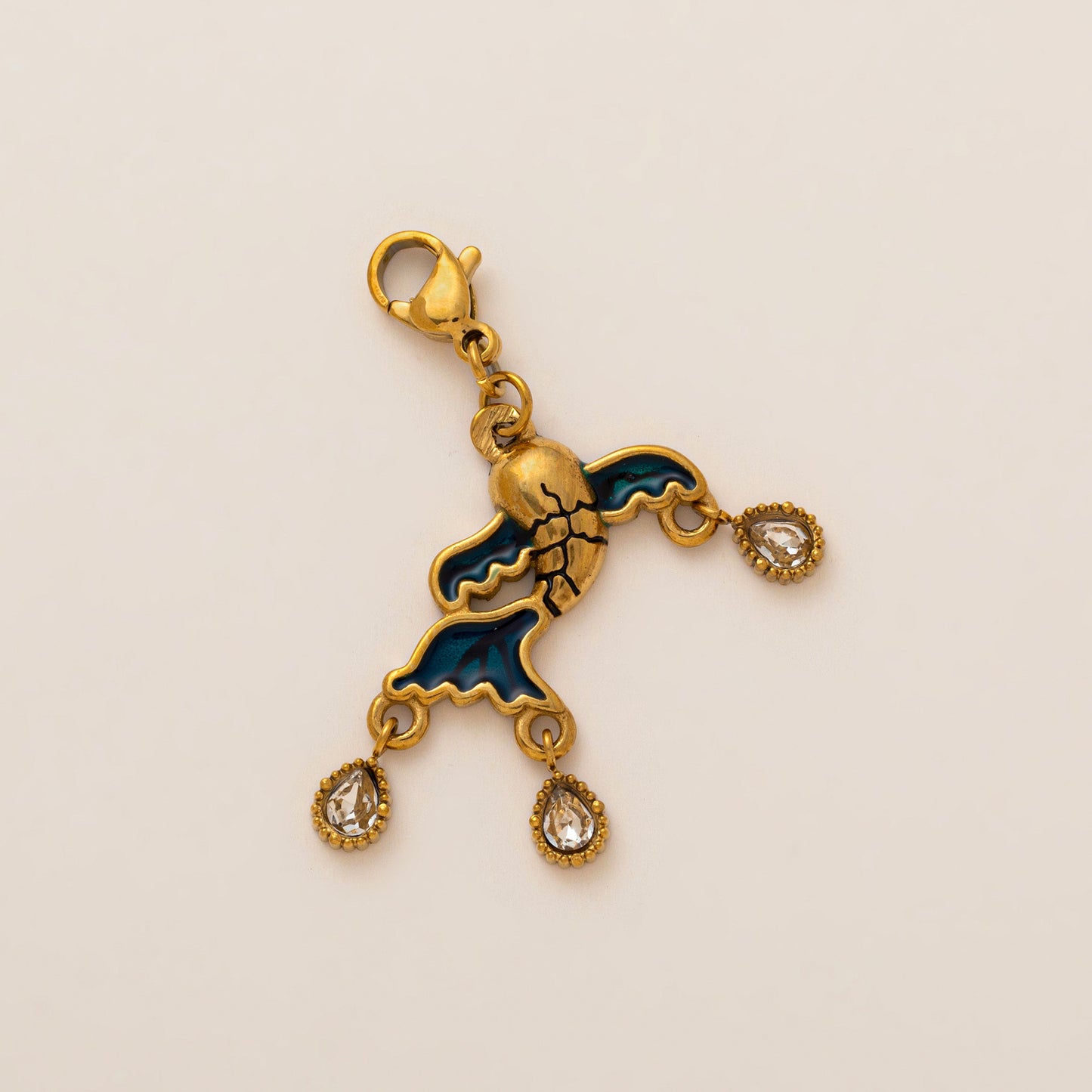 Vintage 18K Gold Plated Stainless Steel Heart Geometric Charm Bar PVD Unisex