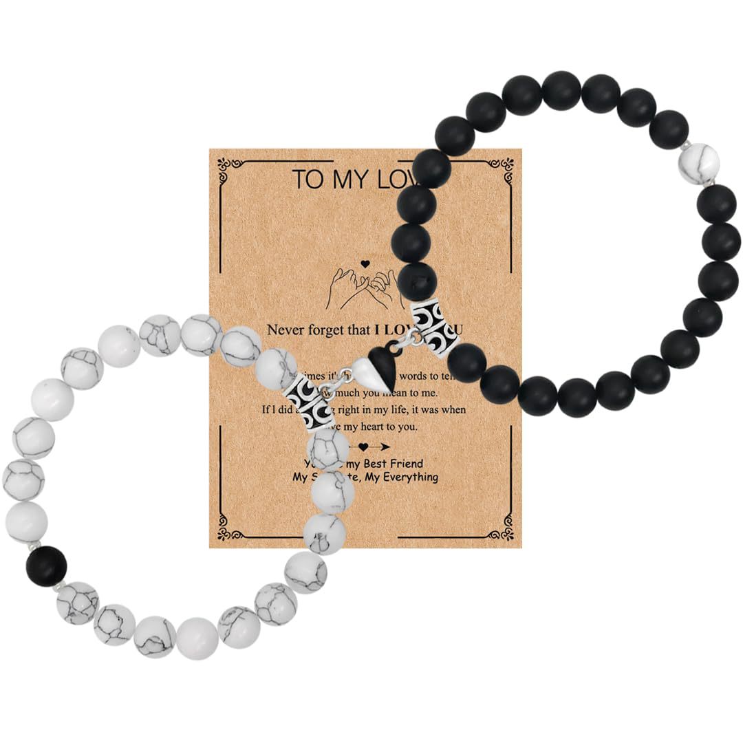 Matte Alloy Heart Geometric Bracelet with Turquoise Crystal Inlay Unisex Magnetic Jewelry