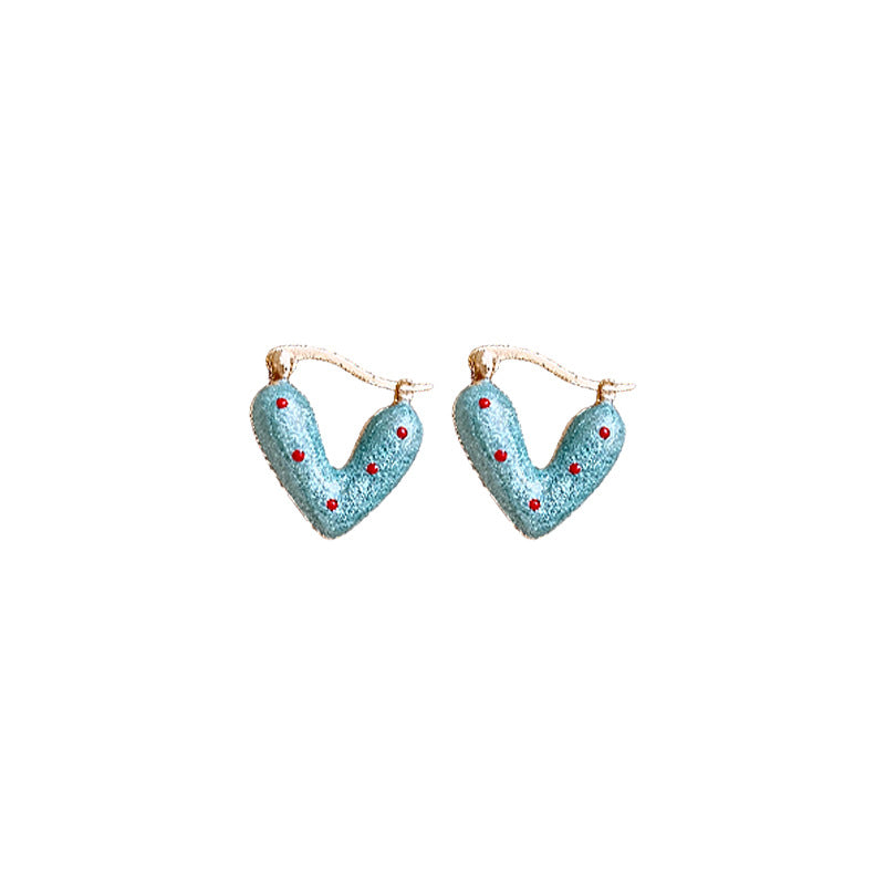 Chic Heart-Shaped Enamel Earrings with Stainless Steel Posts for Women