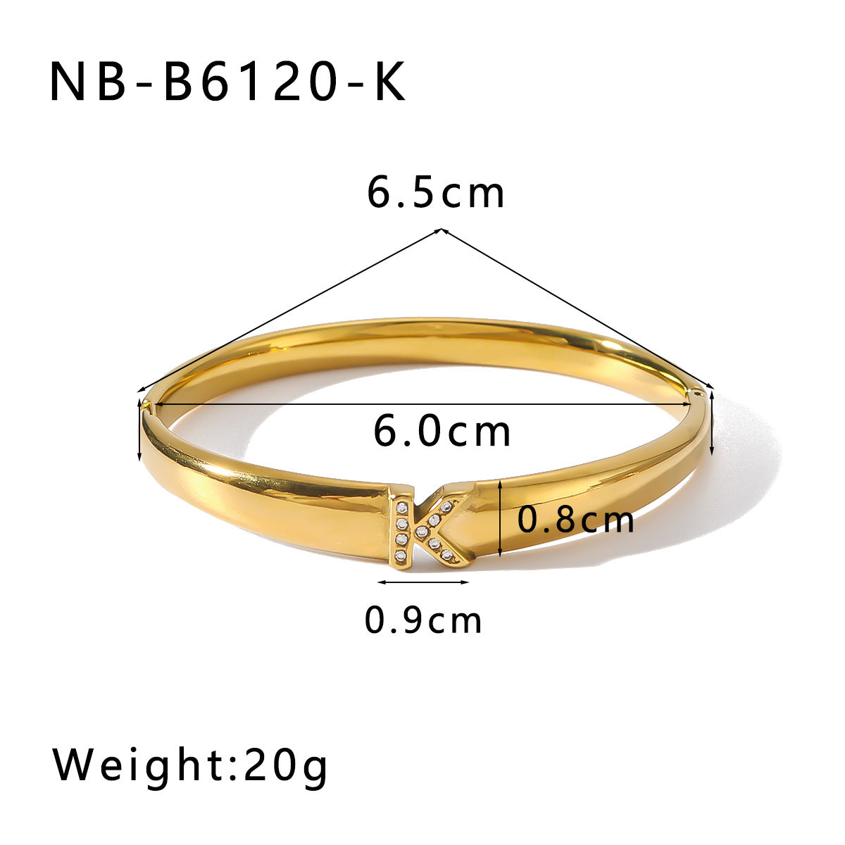 Ins Style Geometric Letter Bracelet for Women in Stainless Steel with Rhinestone Inlay and 18K Gold Plating