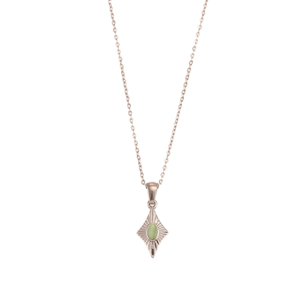 Minimalist Fashion Stainless Steel Heart-Shaped Pendant Necklace with Titanium Steel Drop and Rhodium Plating for Women