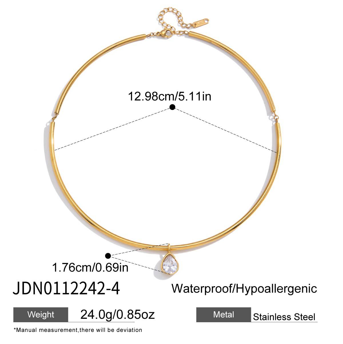 Minimalist Geometric Round Stainless Steel PVD Cubic Zirconia Pendant Necklace for Women
