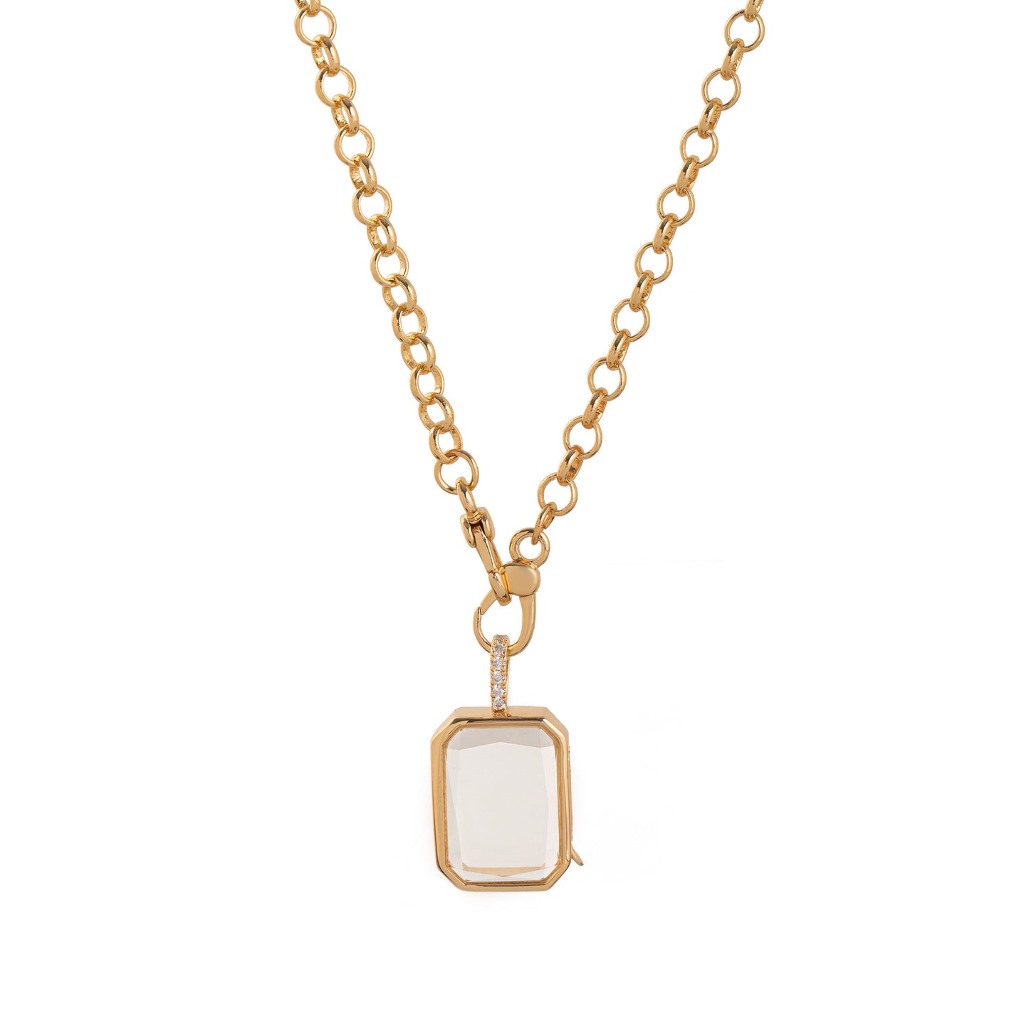 Collana Unisex con Pendente a Medaglione Tondo Geometrico Placcato Oro 18K Vintage su Catenina, Acciaio al Titanio e Ottone