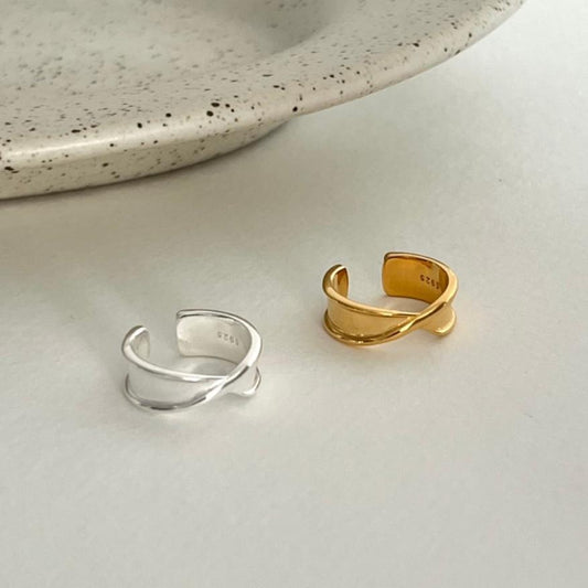 Anillo de plata de ley 925 con forma de corazón plegado irregular para mujer, joyería minimalista llamativa