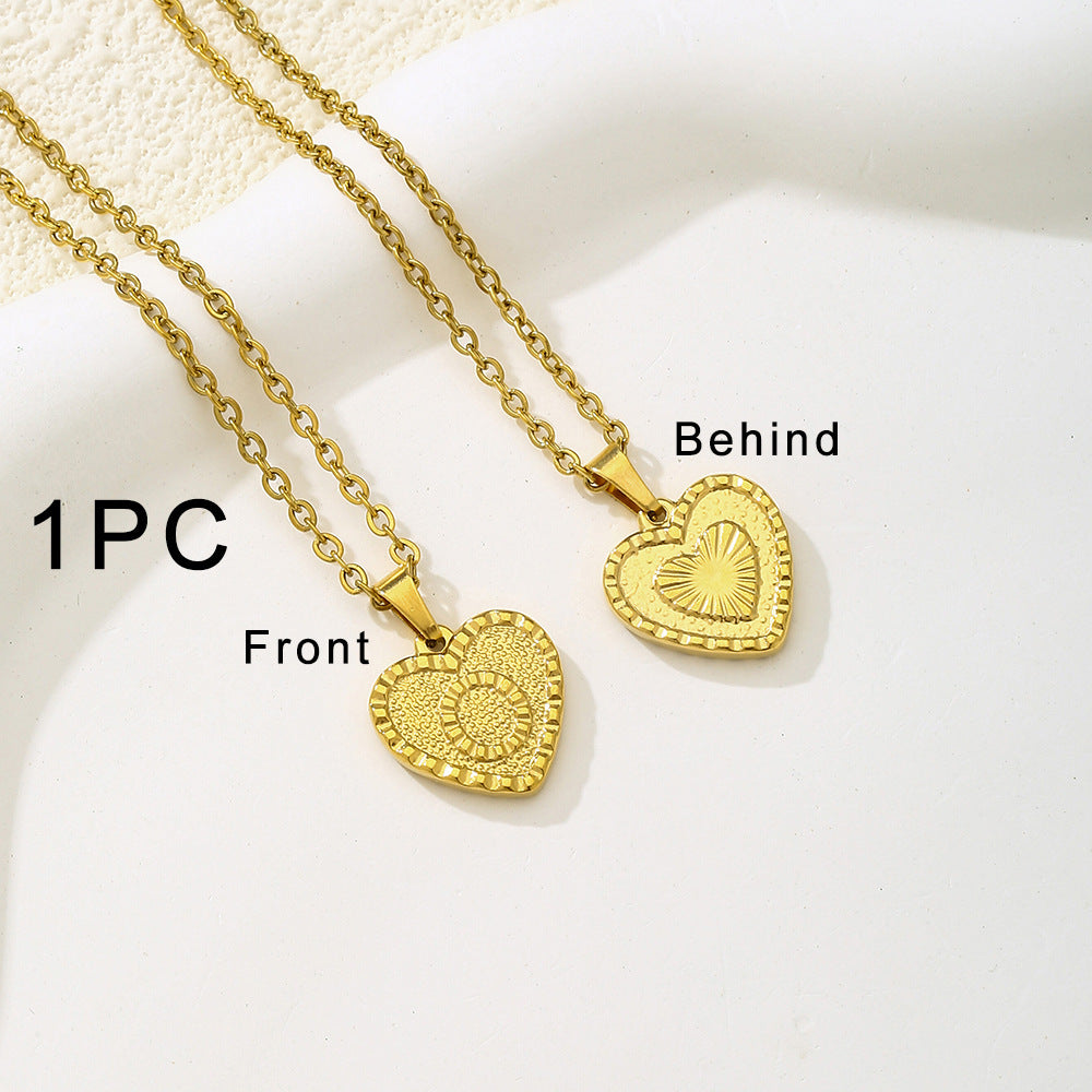 Elegante collana con ciondolo a forma di cuore in acciaio inossidabile con lettera, per donna, finitura placcata, stile catena O