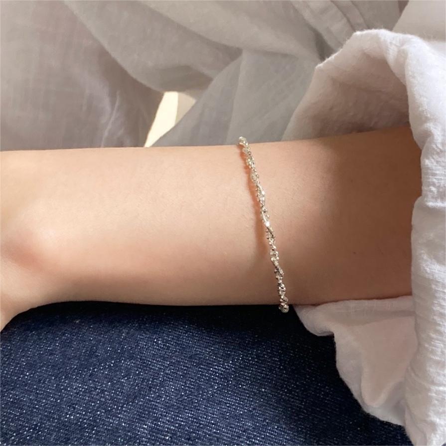 Pulsera minimalista de cuentas redondas facetadas geométricas en plata de ley 925, joyería fina hecha a mano
