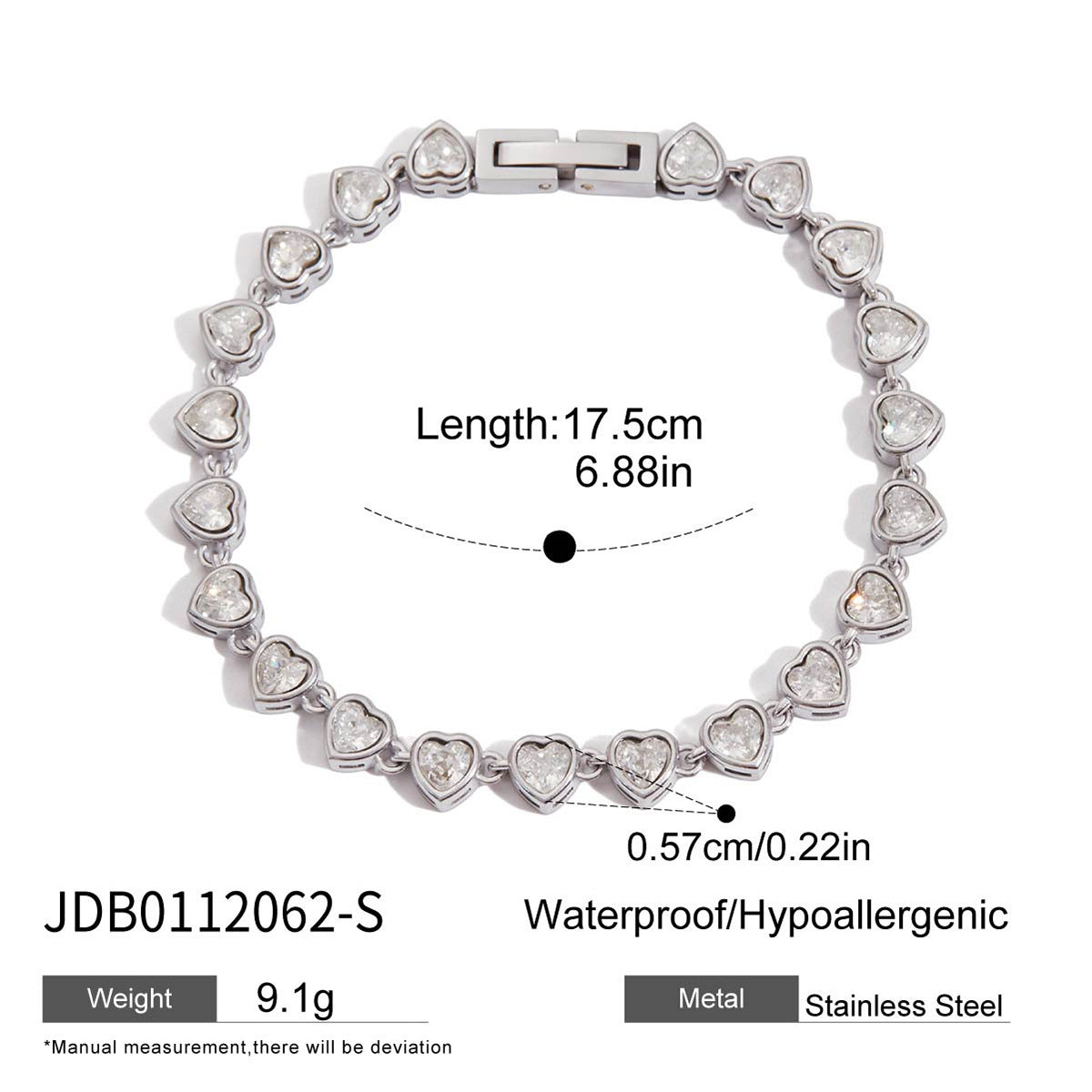 Bracciale geometrico in acciaio inossidabile placcato con accenti di strass per donna - Accessorio di moda di lusso