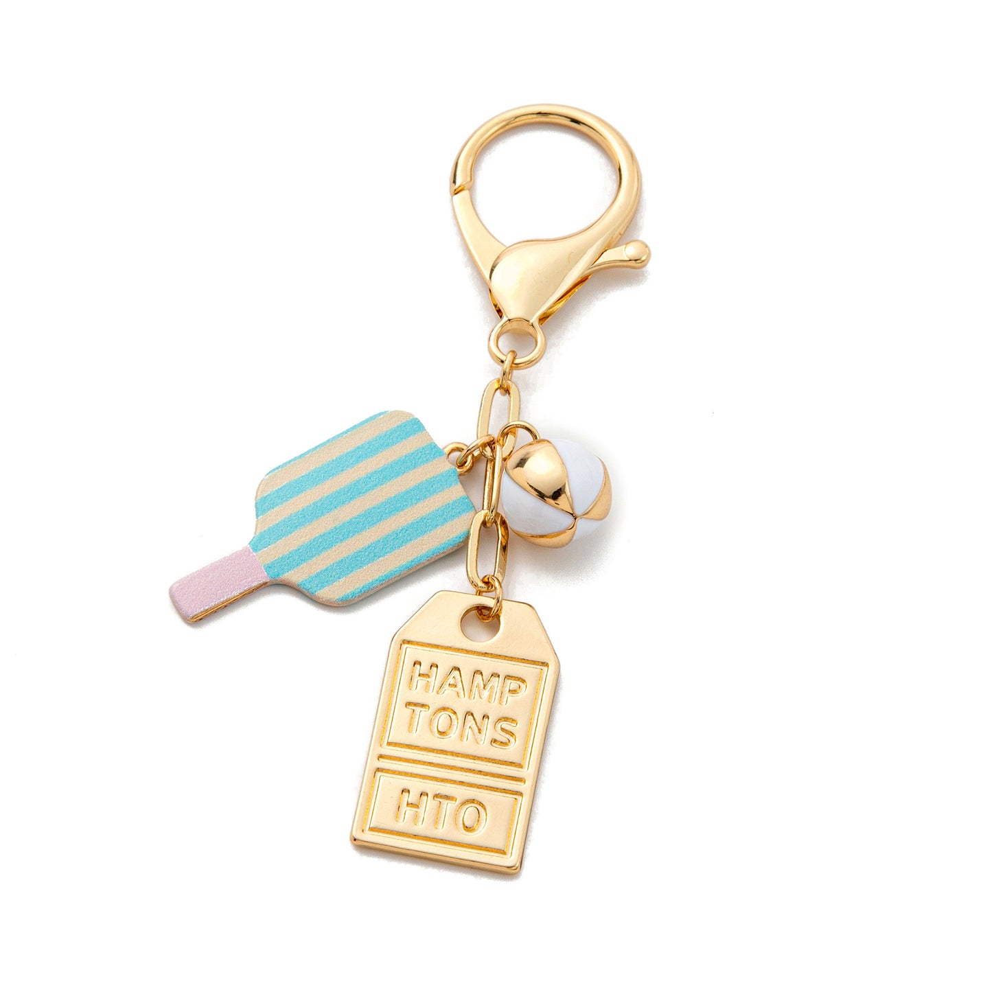 Minimalist Rainbow Plated Alloy Charm Bar with Pearl Ice Skate Umbrella Elements