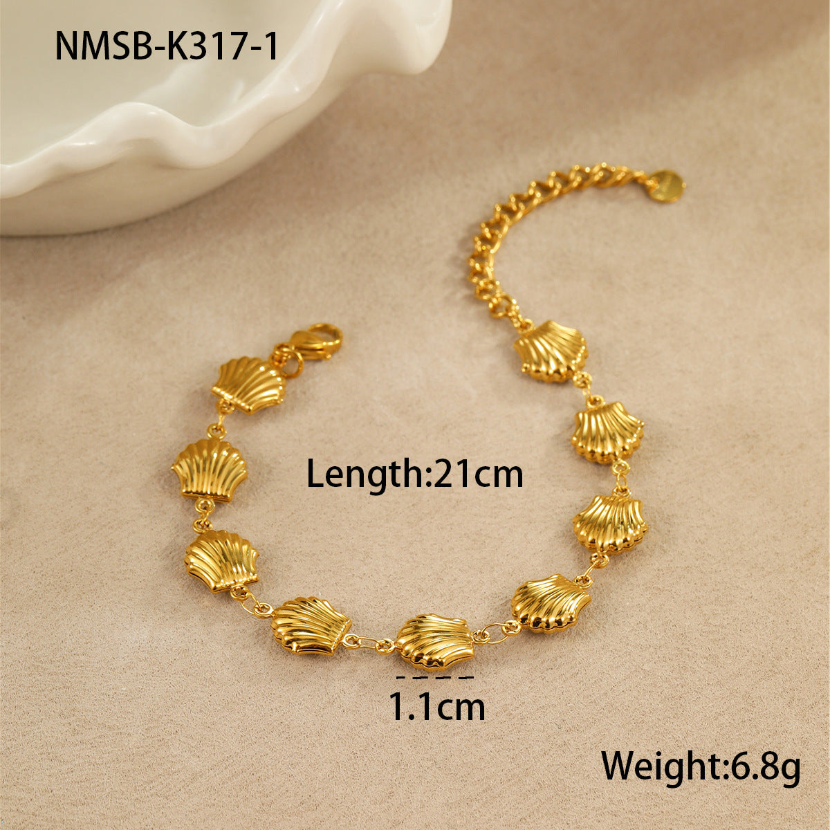 Fashionable Ocean-Inspired Hollow Star Shell Heart Stainless Steel Bracelet with Plating Finish for Women