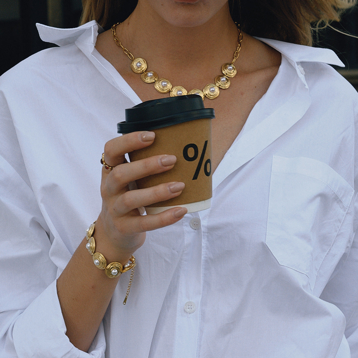 Collar de luna, estrella, nube y universo minimalista con perlas y cadena de acero inoxidable para mujer