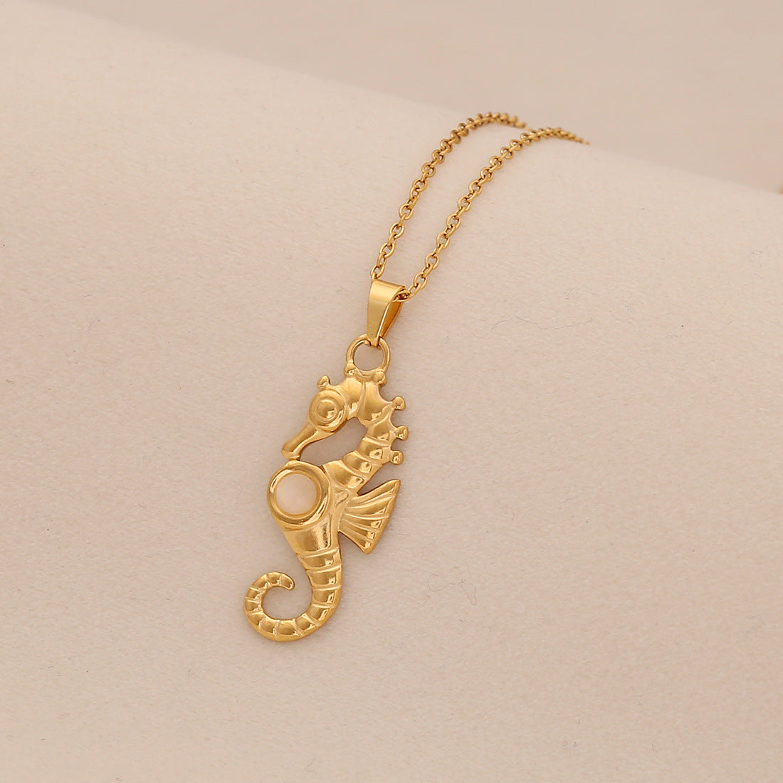 Personalized Stainless Steel Ocean Animal Pendant Necklace with Cat's Eye Stone