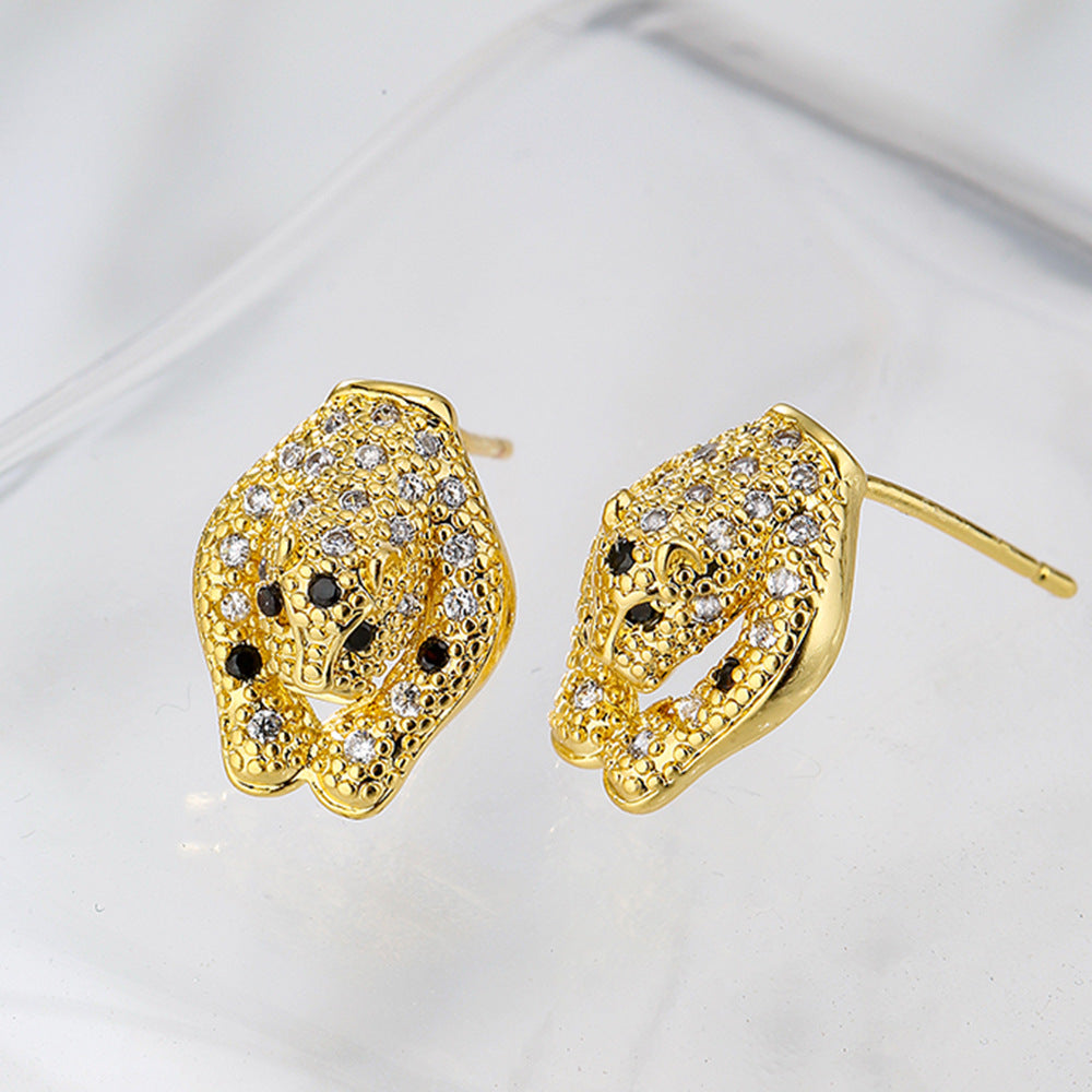 Orecchini a perno geometrici minimalisti in rame con perni placcati in oro 18K e zirconia micro-pavé