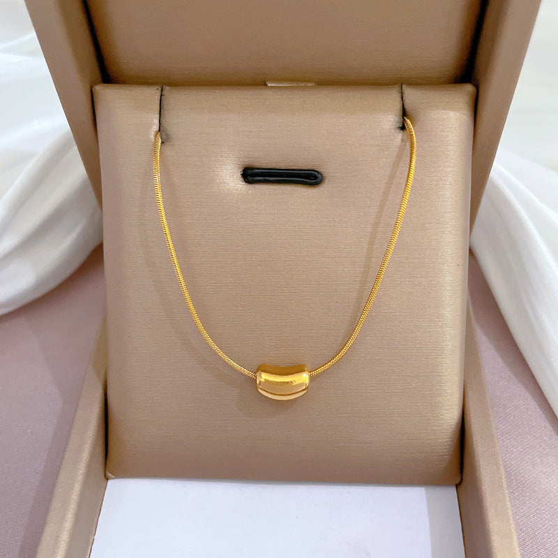 Collana con pendente geometrico minimalista in acciaio al titanio placcato per donna